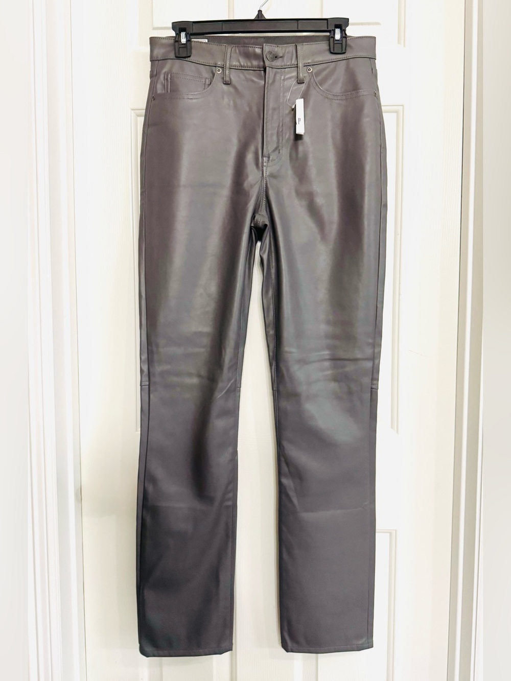NWT GAP Vintage Slim High Rise Faux Leather Pants in Gray, 29/8 Tall